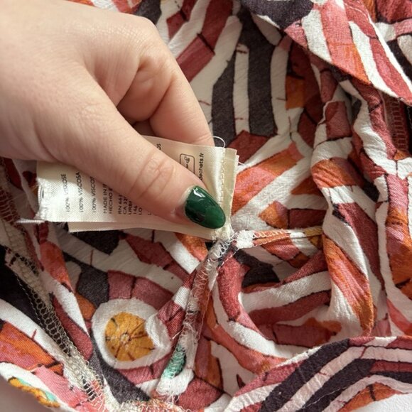 Maeve Anthropologie Short Sleeve Ruffle Yoke Blouse Shirt Top Womens Size Large - Picture 9 of 11